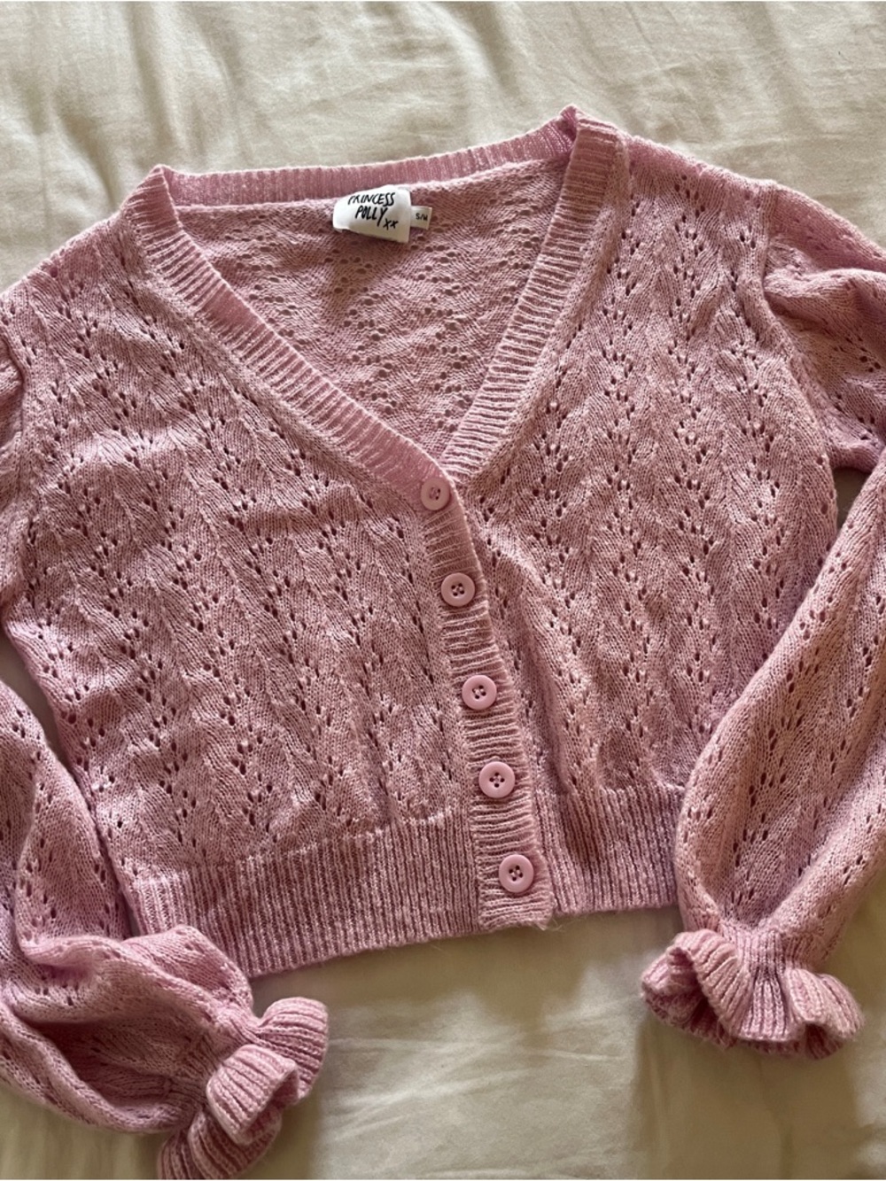 Princess Polly Pink Knit Cropped Cardigan